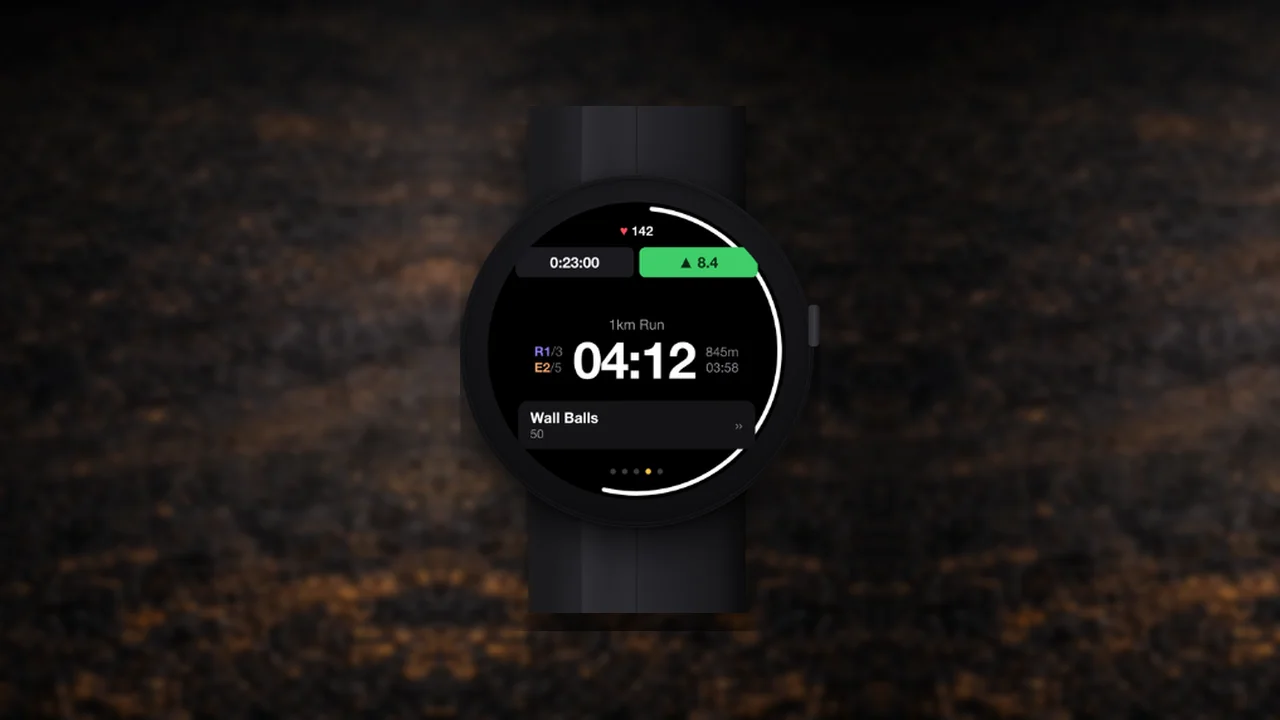 Wear OS watch running a ROXFIT workout